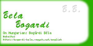 bela bogardi business card